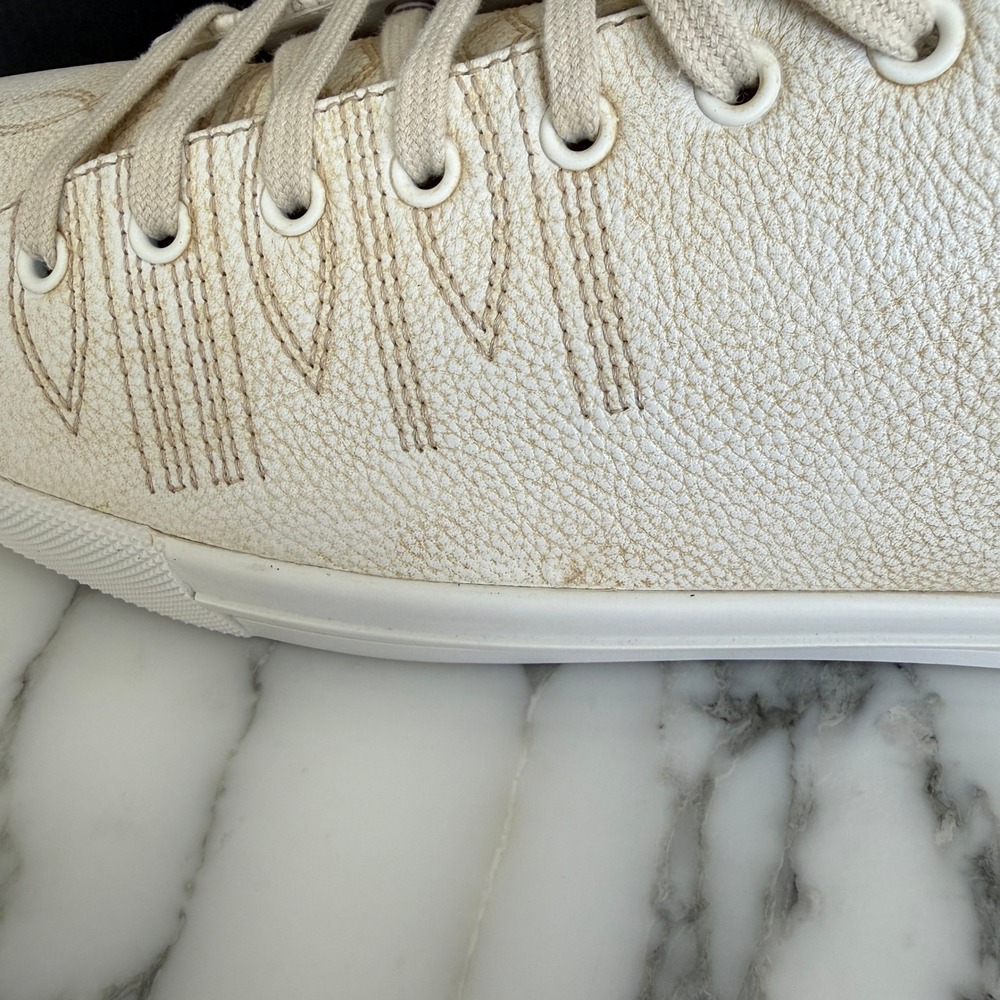 Prada Milano 2EE448 Mens White Pebbled Leather Low Top Sneakers, UK 10 - Picture 6 of 16